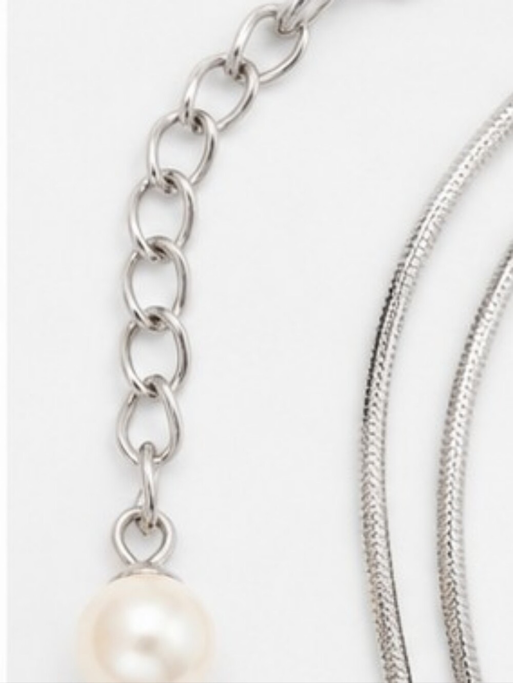White House Black Market Silver Tone Tassel Necklace Faux Pearl Long Statement - Picture 7 of 7